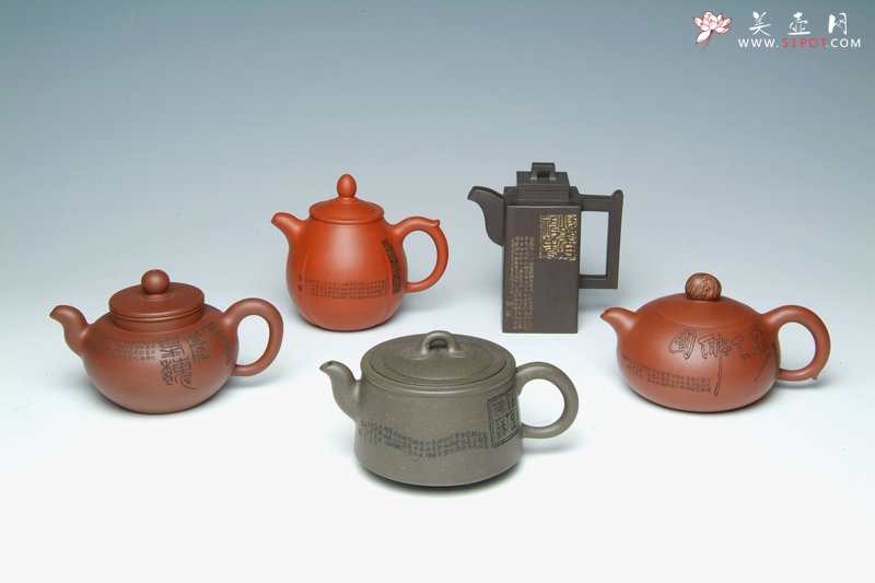 紫砂壶图片：佛教圣地组壶 - 宜兴紫砂壶网