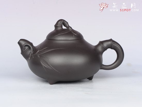 紫砂壶图片：三脚竹鼎 - 宜兴紫砂壶网