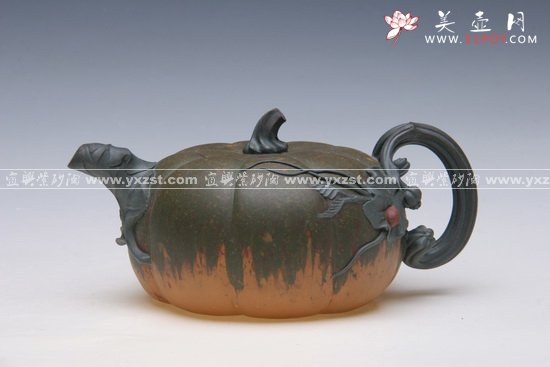 紫砂壶图片：手工七彩南瓜 - 宜兴紫砂壶网