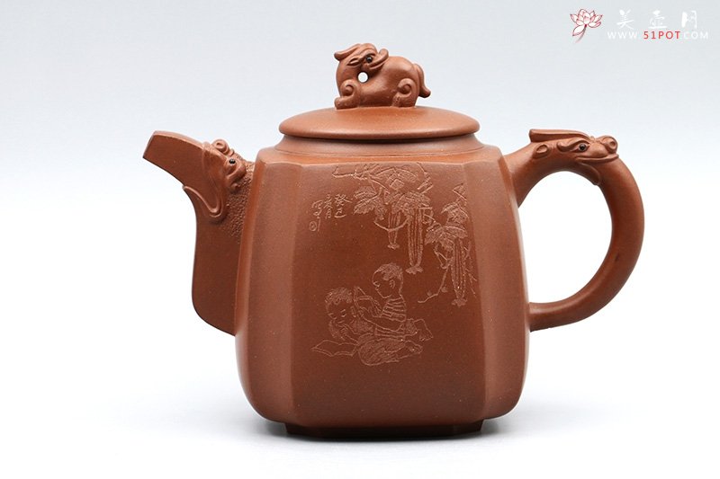 紫砂壶图片：双龙吉祥壶 - 宜兴紫砂壶网