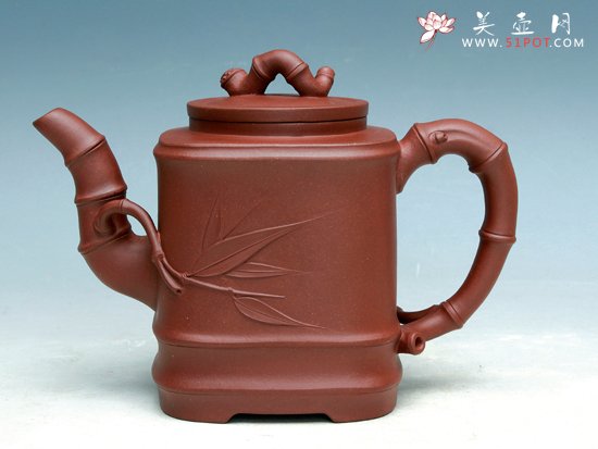 紫砂壶图片：四方竹段壶 - 宜兴紫砂壶网