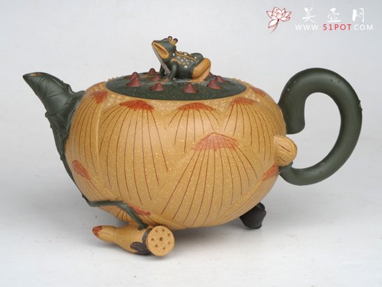 紫砂壶图片：荷叶青蛙  400... - 宜兴紫砂壶网
