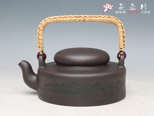 紫砂壶图片：明珠壶 泥料：紫黑 - 宜兴紫砂壶网