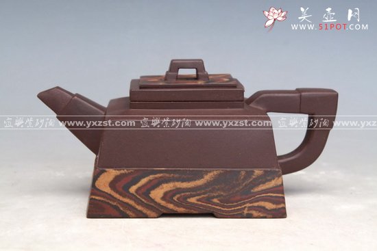 紫砂壶图片：四方抽盖 - 宜兴紫砂壶网