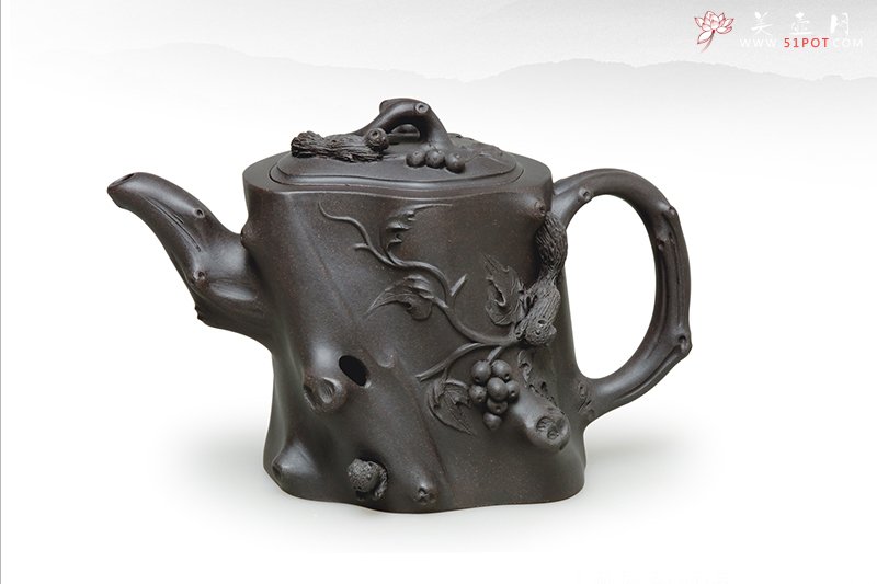 紫砂壶图片：藏鼠葡萄壶 - 宜兴紫砂壶网