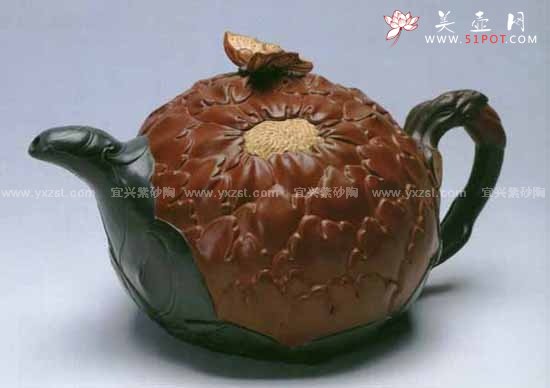 紫砂壶图片：牡丹壶 - 宜兴紫砂壶网