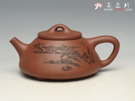 紫砂壶图片：子冶石瓢    泥料：原矿清水泥  容量：320cc - 宜兴紫砂壶网