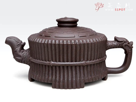 紫砂壶图片：八卦龙头一捆竹  泥料：黑心紫泥  容量：450CC - 宜兴紫砂壶网