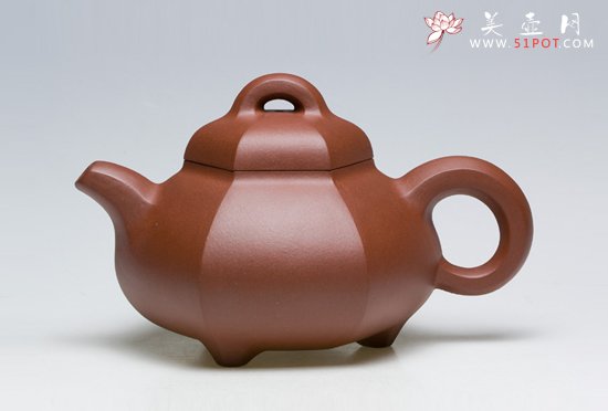 紫砂壶图片：六方新石瓢 350CC - 宜兴紫砂壶网