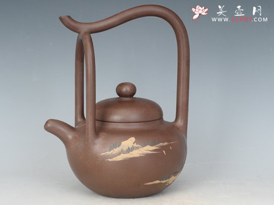 紫砂壶图片：东坡提梁 500cc - 宜兴紫砂壶网