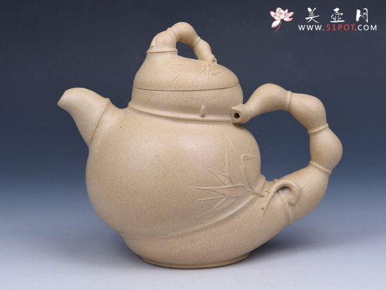 紫砂壶图片：佛肚竹（松绿泥） - 宜兴紫砂壶网