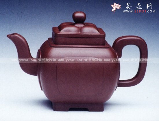 紫砂壶图片：四方菱花壶 - 宜兴紫砂壶网