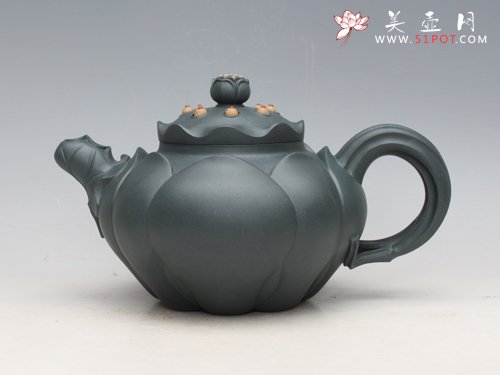 紫砂壶图片：荷花 原矿民国绿泥... - 宜兴紫砂壶网