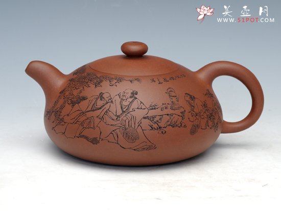 紫砂壶图片：半月  泥料：原矿清水泥  容量：400cc - 宜兴紫砂壶网