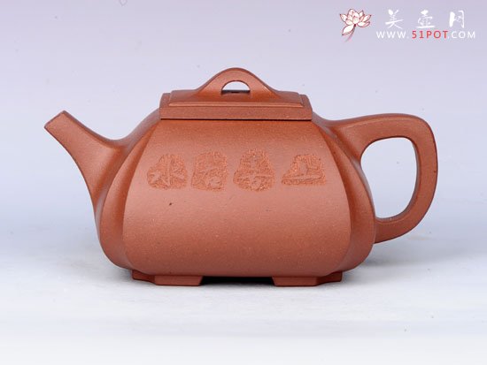 紫砂壶图片：四方抽角石瓢 - 宜兴紫砂壶网