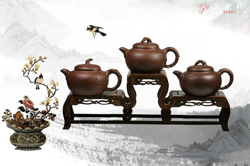 紫砂壶图片：松竹梅三友 - 宜兴紫砂壶网