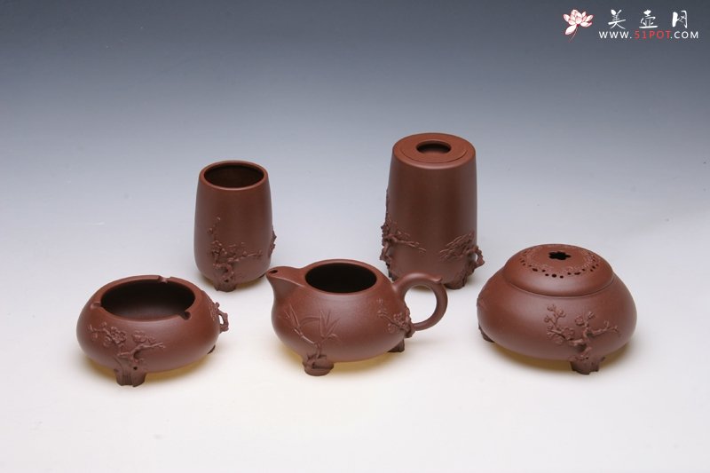 紫砂壶图片：岁寒三友茶器具 - 宜兴紫砂壶网