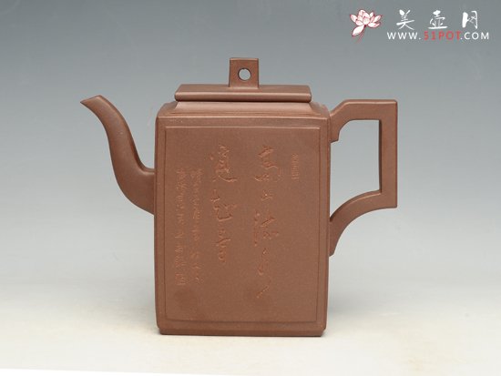 紫砂壶图片：砖方  泥料：纯紫泥 - 宜兴紫砂壶网