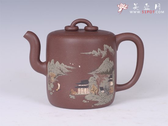 紫砂壶图片：泥绘双圈 - 宜兴紫砂壶网