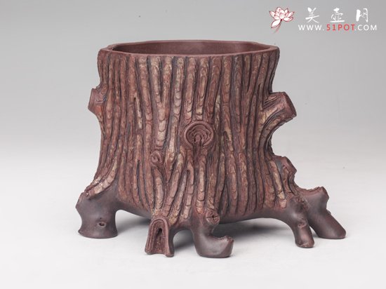 紫砂壶图片：松桩笔筒 - 宜兴紫砂壶网