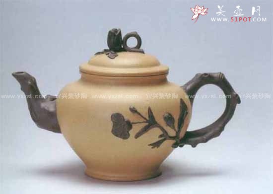 紫砂壶图片：色樱花壶 - 宜兴紫砂壶网