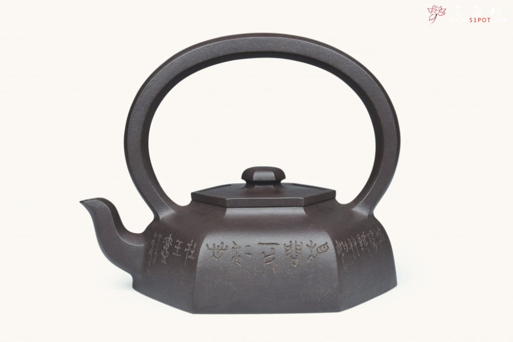 紫砂壶图片：大彬六方提梁 - 宜兴紫砂壶网