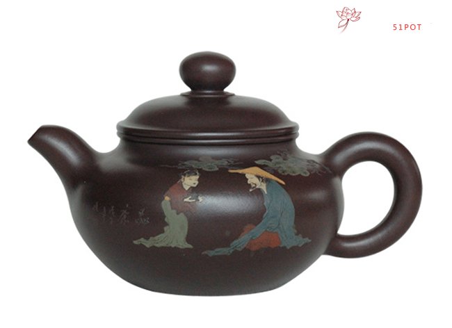 紫砂壶图片：泥绘仿古 250CC - 宜兴紫砂壶网
