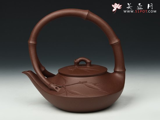 紫砂壶图片：雀竹提梁 - 宜兴紫砂壶网
