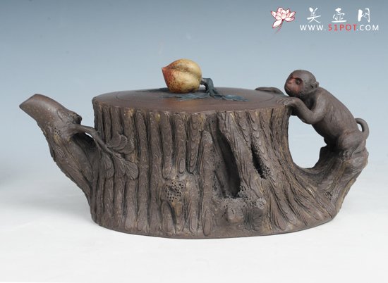 紫砂壶图片：灵猴献寿 - 宜兴紫砂壶网