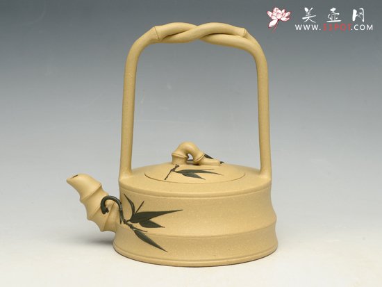 紫砂壶图片：竹节提梁（段泥） - 宜兴紫砂壶网