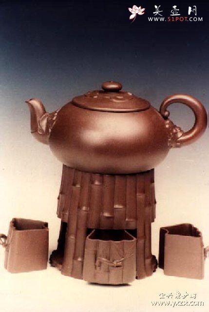 紫砂壶图片：竹炉套壶 - 宜兴紫砂壶网