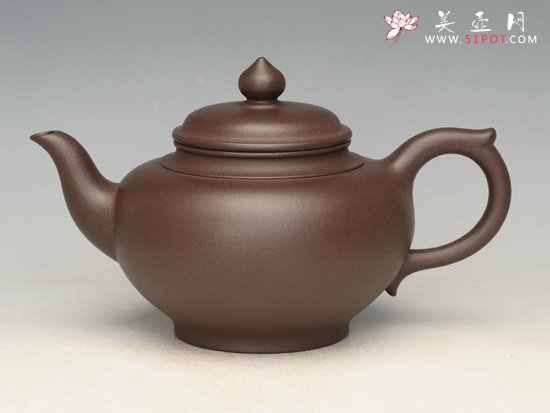 紫砂壶图片：笑樱  泥料：紫泥 容量：500cc - 宜兴紫砂壶网