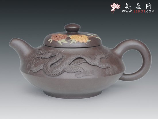 紫砂壶图片：堆龙合欢 - 宜兴紫砂壶网