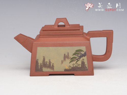 紫砂壶图片：四方抽盖 - 宜兴紫砂壶网