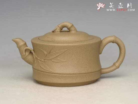 紫砂壶图片：本山绿泥 小竹节 200cc - 宜兴紫砂壶网