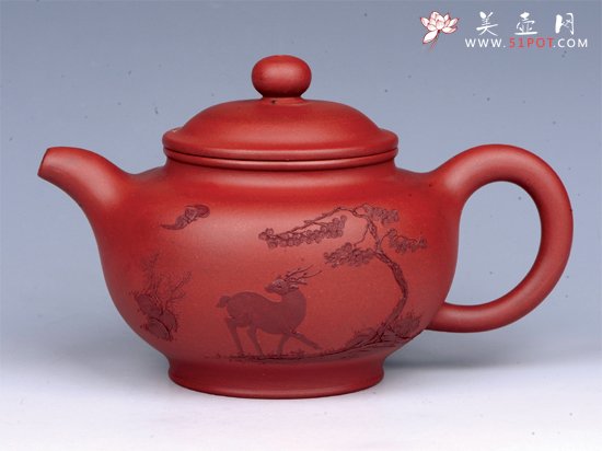 紫砂壶图片：福禄寿（清水泥绘） - 宜兴紫砂壶网