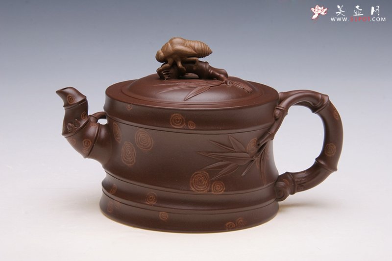 紫砂壶图片：蝉衣斑竹壶 - 宜兴紫砂壶网