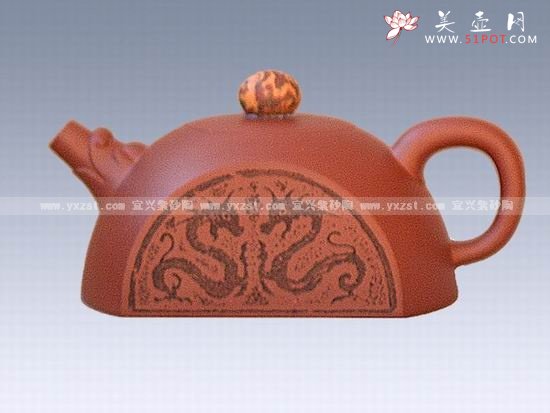 紫砂壶图片：神龙瓦当 - 宜兴紫砂壶网