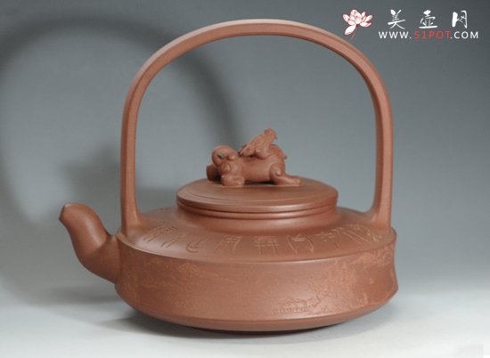 紫砂壶图片：麒麟提梁 - 宜兴紫砂壶网