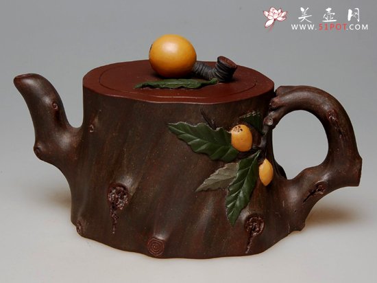 紫砂壶图片：枇杷树桩  240cc - 宜兴紫砂壶网