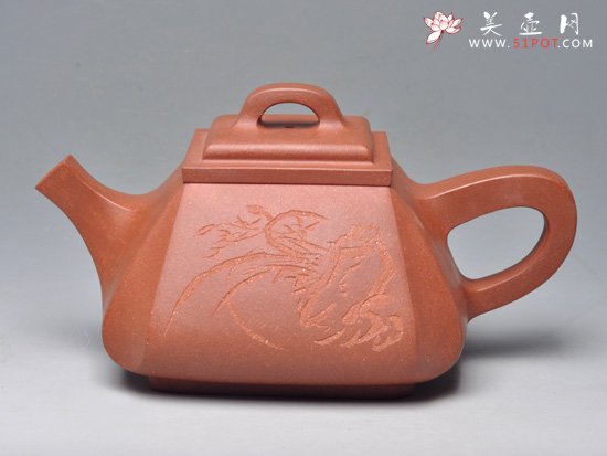 紫砂壶图片：四方抽角石瓢系列 清水泥 430cc - 宜兴紫砂壶网