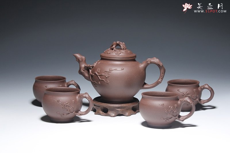 紫砂壶图片：大报春套壶 - 宜兴紫砂壶网