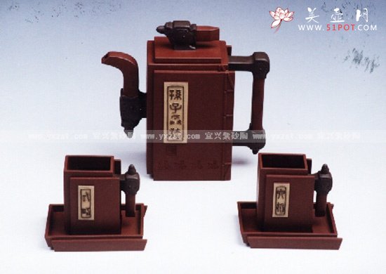 紫砂壶图片：孙子兵法套壶 - 宜兴紫砂壶网