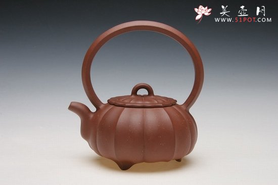 紫砂壶图片：菱花提梁 - 宜兴紫砂壶网