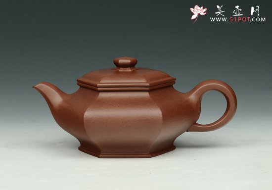 紫砂壶图片：六方虚扁 - 宜兴紫砂壶网
