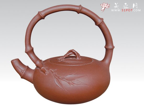 紫砂壶图片：珍竹提梁  紫泥 ... - 宜兴紫砂壶网