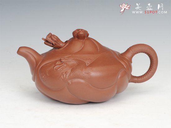 紫砂壶图片：鱼化龙（大红袍） - 宜兴紫砂壶网