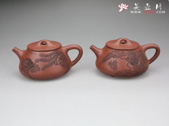 紫砂壶图片：龙凤石瓢 - 宜兴紫砂壶网