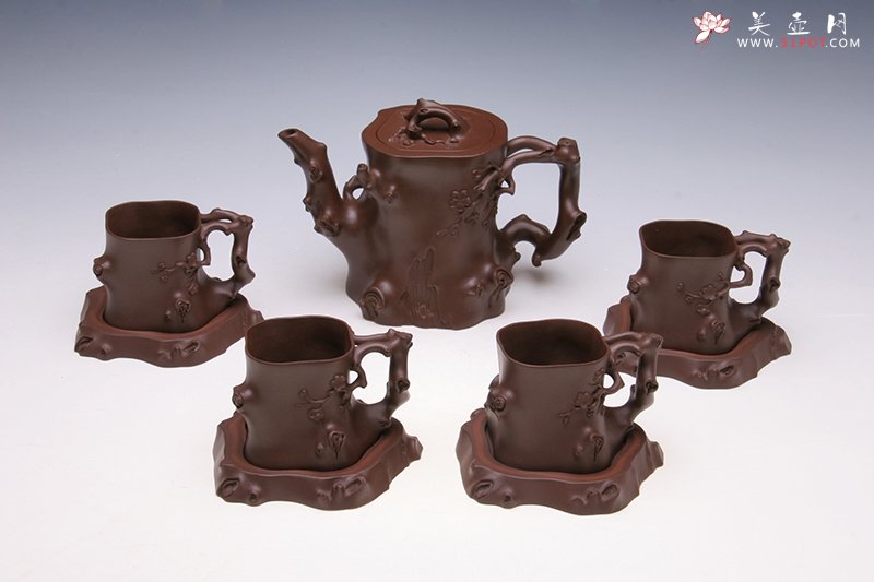 紫砂壶图片：九头高寿梅桩 - 宜兴紫砂壶网