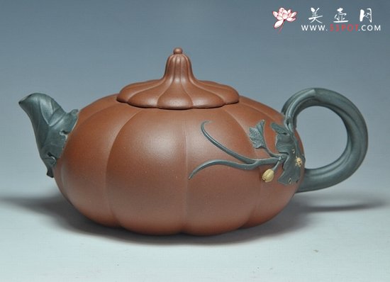 紫砂壶图片：双色扁南瓜 - 宜兴紫砂壶网